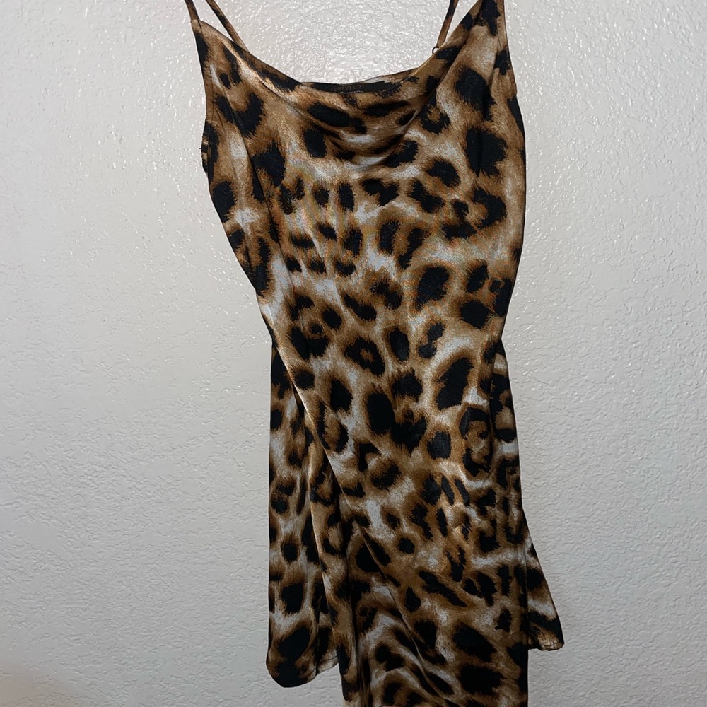 Satin cheetah mini dress
